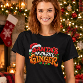 サンタのお気に入りのジンジャー - 楽しいクリスマスのジンジャーのデザイン Tシャツ