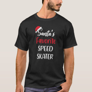 サンタのお気に入りのスピードスケーター クリスマススピードスケート Tシャツ