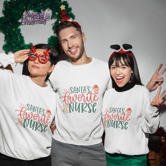 サンタのお気に入りのナースクリスマスのスウェットシャツ スウェットシャツ