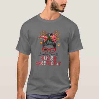 サンタのお気に入りのナース麻酔医クリスマスメッシー Tシャツ