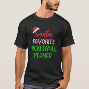 サンタのお気に入りのピックルボールプレーヤーパジャマクリスマス Tシャツ