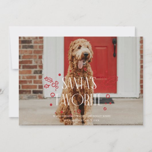 サンタのお気に入りのペット写真ホリデーカード 招待状 (正面)