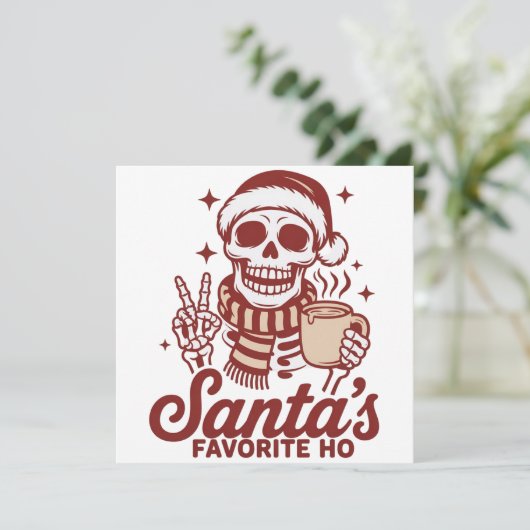 サンタのお気に入りのホー スケルトン 皮肉なクリスマス シーズンカード (スタンド正面)