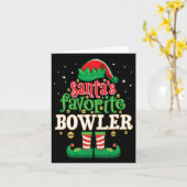 サンタのお気に入りのボウリングをする人、 クリケットの投手クリスマスマッチングボーリング カード (黄色い花)
