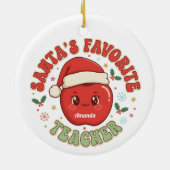 サンタのお気に入りの先生 楽しいクリスマスオーナメント セラミックオーナメント (裏面)