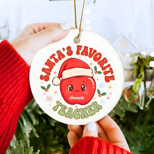 サンタのお気に入りの先生 楽しいクリスマスオーナメント セラミックオーナメント