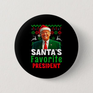 サンタのお気に入りの大統領 サンタ トランプ クリスマス 缶バッジ
