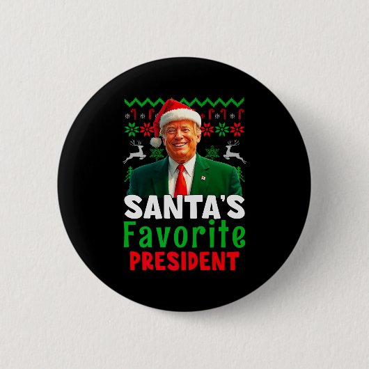 サンタのお気に入りの大統領 サンタ トランプ クリスマス 缶バッジ (正面)