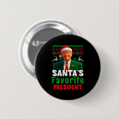 サンタのお気に入りの大統領 サンタ トランプ クリスマス 缶バッジ (正面&裏面)