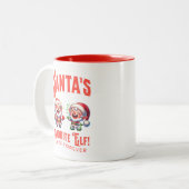 サンタのお気に入りの小妖精や小人は永遠 ツートーンマグカップ (正面左)