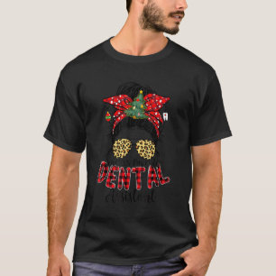 サンタのお気に入りの歯科助手Messy Bun Christ Tシャツ