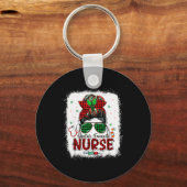 サンタのお気に入りの看護師 クリスマス サンタ ハット ライト 私を照らして キーホルダー (正面)