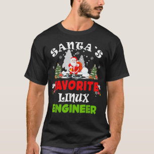 サンタのお気に入りのLinuxエンジニア 面白いクリスマス Tシャツ