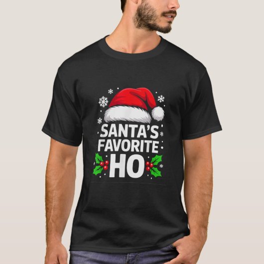 サンタのお気に入りHoホリデークリスマス楽しみ Tシャツ (正面)