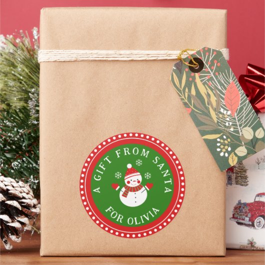 サンタのかわいいクリスマスステッカーからのギフト ラウンドシール (クリスマス)