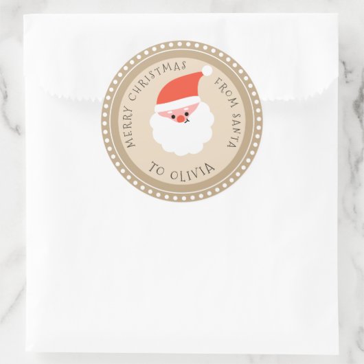 サンタのかわいいサンタクリスマスステッカーからの贈り物 ラウンドシール (バッグ)