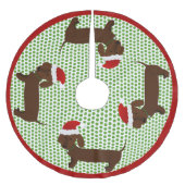 サンタのすてきなダックスフント-ブラウン ブラッシュドポリエステルツリースカート (正面)