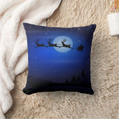 サンタのそりおよびトナカイの飛行 クッション (ブランケット)