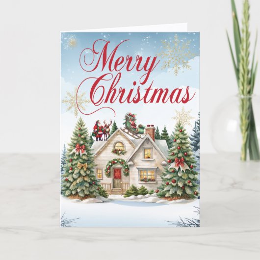 サンタのそりが墜落した！住宅保険クリスマスカード シーズンカード (正面)