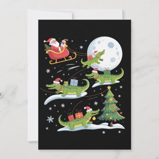 サンタのそりで旅するワニ クリスマス 楽しい Xmas (正面)
