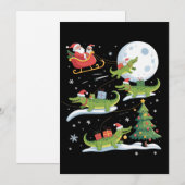 サンタのそりで旅するワニ クリスマス 楽しい Xmas (正面/裏面)