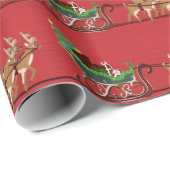 サンタのそりとトナカイの田舎包み紙 ラッピングペーパー (ロールコーナー)