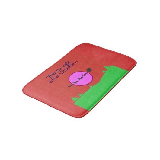 サンタのそりとトルーストのトナカイ飛んでいる バスマット (アングル)