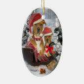 サンタのそりのオーナメントとのピットブル セラミックオーナメント (右)