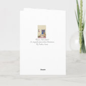 サンタのそりのクリスマスを見ているかわいい茶色の子犬 シーズンカード (裏面)