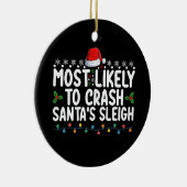 サンタのそりのクリスマスホリを墜落させる可能性が最も高い セラミックオーナメント (右)