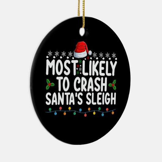 サンタのそりのクリスマスホリを墜落させる可能性が最も高い セラミックオーナメント (右)