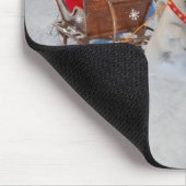 サンタのそりのマウスパッドを引っ張るトナカイのパグ マウスパッド (コーナー)