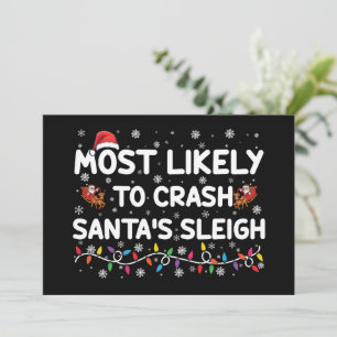 サンタのそりをクラッシュさせそうな面白いクリスマス 招待状