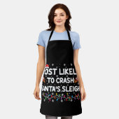 サンタのそりをクラッシュする可能性が最も高い 面白いクリスマス エプロン (着用した状態)