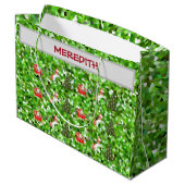 サンタのそりを引くユニコーンによるクリスマスプレゼント ラージペーパーバッグ (裏面アングル)