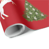 サンタのそりを引くユニコーンへのクリスマスプレゼント ラッピングペーパー (ロールコーナー)