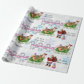 サンタのそりを引くユニコーン子どもの名前を追加 ラッピングペーパー (アンロールド)
