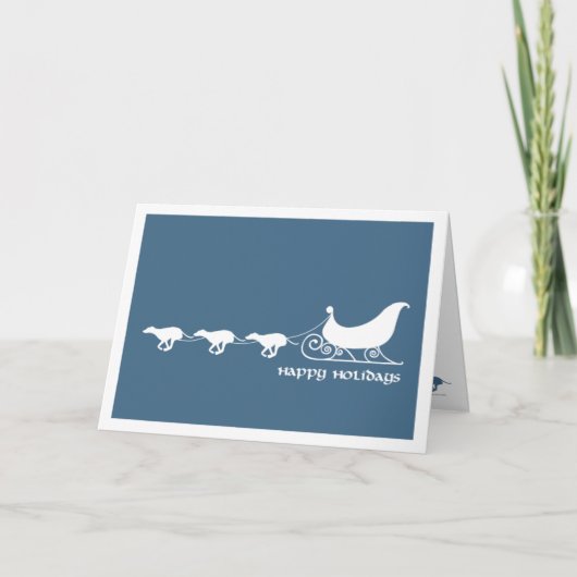 サンタのそりを引っ張っているグレイハウンド シーズンカード (正面)