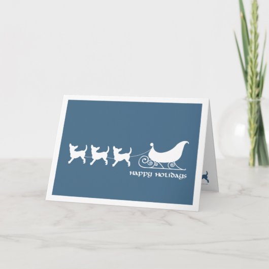 サンタのそりを引っ張っているチワワ シーズンカード (正面)