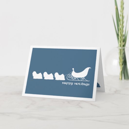 サンタのそりを引っ張るラサApsos シーズンカード (正面)