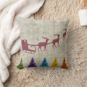 サンタのそりカラフルと木 クッション (ブランケット)