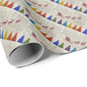 サンタのそりカラフルと木 ラッピングペーパー (ロールコーナー)