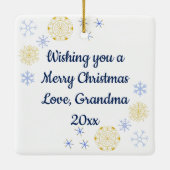 サンタのそりクリスマスイブを見ている子供たち セラミックオーナメント (裏面)