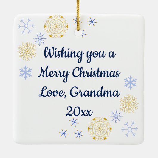 サンタのそりクリスマスイブを見ている子供たち セラミックオーナメント (裏面)