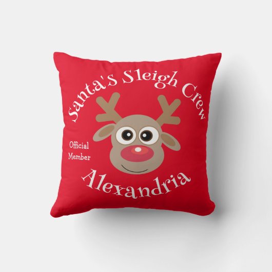 サンタのそりクルー漫画トナカイかわいい赤 クッション (裏面)
