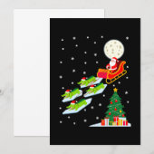 サンタのそりワニクリスマス月雪の木 招待状 (正面/裏面)