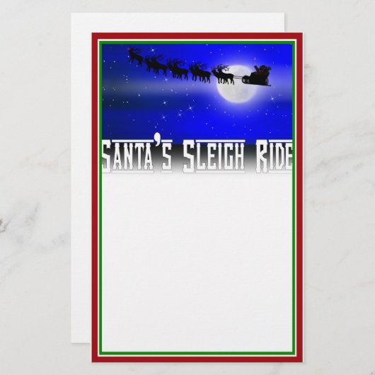 サンタのそり乗りクリスマス 便箋 (正面/裏面)