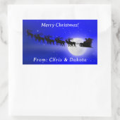 サンタのそり乗りクリスマス 長方形シール (バッグ)