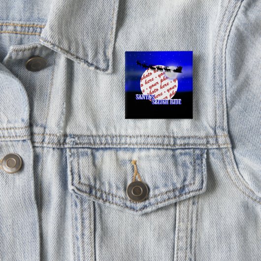 サンタのそり乗り写真フレーム 缶バッジ (インサイチュ)