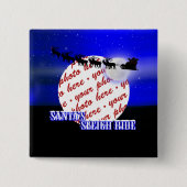 サンタのそり乗り写真フレーム 缶バッジ (正面)